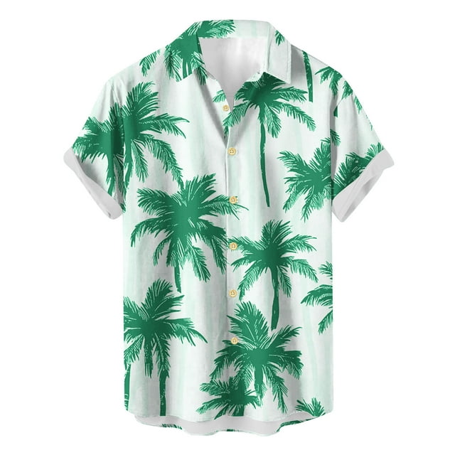 Weiqiqre Mens T Shirts Loose Fit, Floral Print Tropical Button Down Shirts