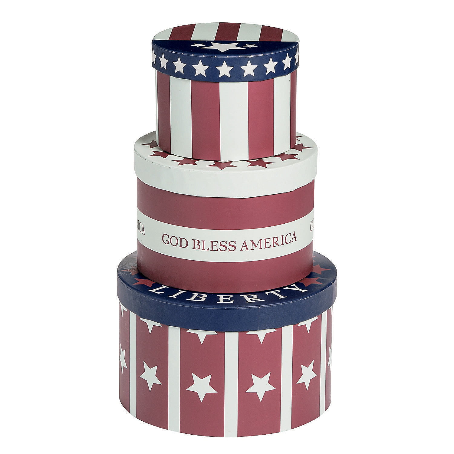 Patriotic Stacking Boxes (3Pc) Home Decor 3 Pieces
