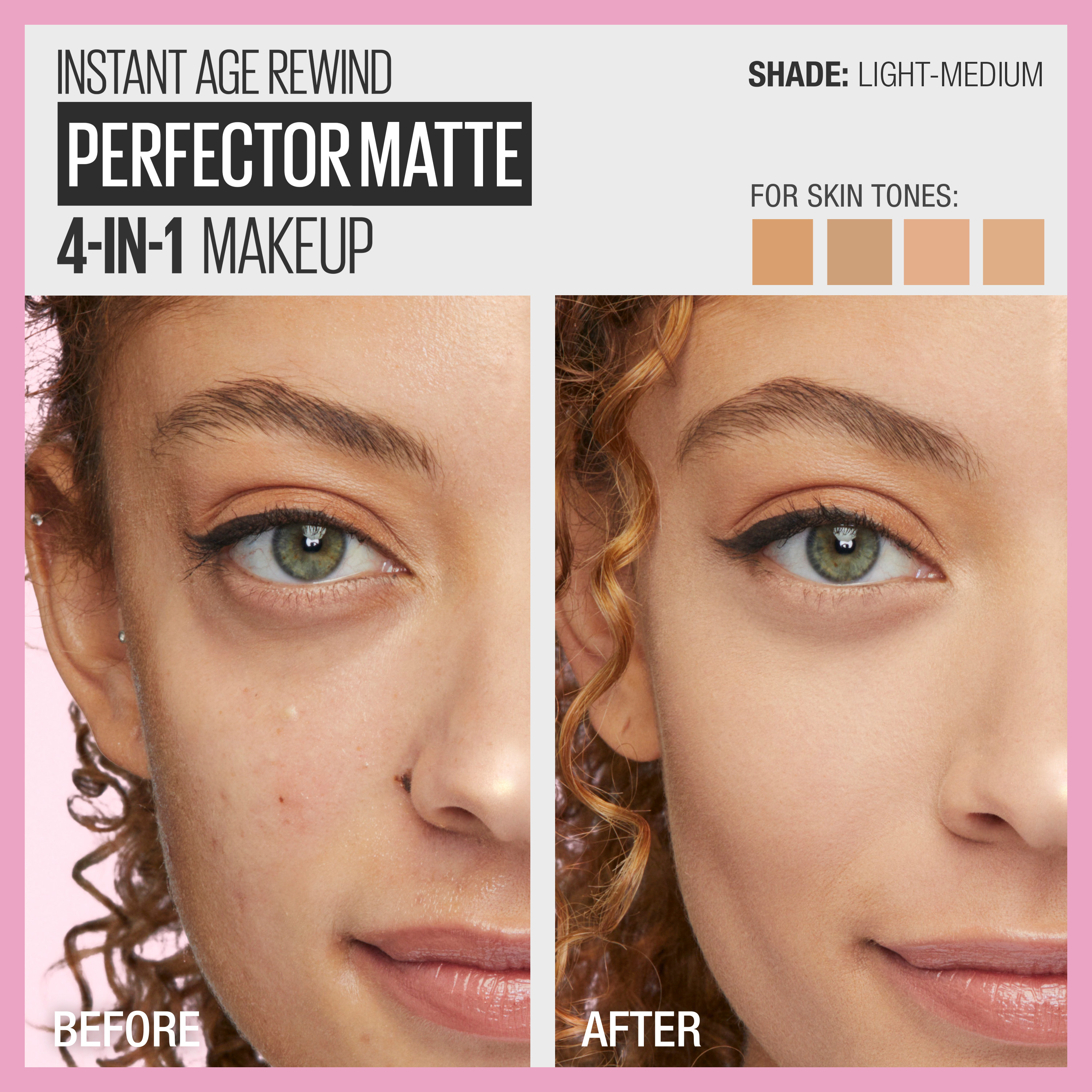 Maybelline Instant Age Rewind 4-In-1 Matte Foundation Makeup, Light/Medium, 1 fl oz - image 3 of 11