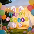 thumbnail image 4 of Easter Bunny Party Banner & Flag Set - Festive Rabbit Themed Hanging Flags for Party Background & Wall Decor, Durable Easter Bunting, Cute Spring Holiday Party Backdrop & Home Accent, Colorful, 4 of 7
