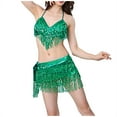 thumbnail image 7 of Sexlip Womens Belly Dance Costume Top And Skirt Set Sequin Design Sparkly Fabric Relaxed Silhouette for Themed Events Green Free Size, 7 of 7