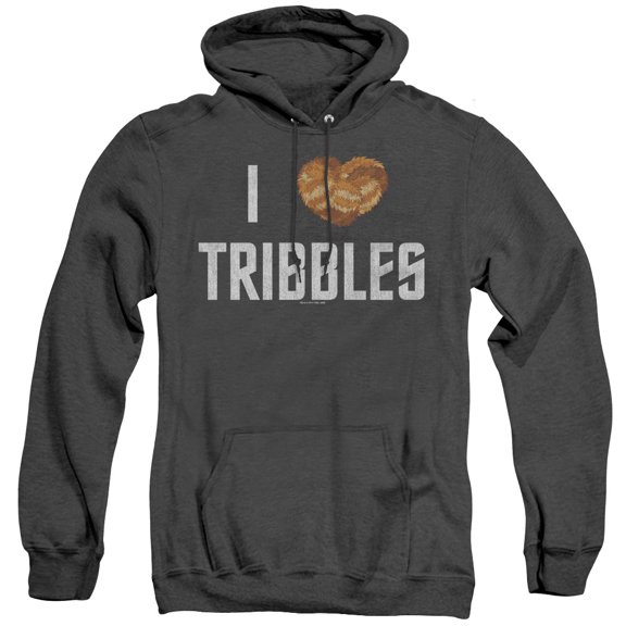 Star Trek I Heart Tribbles Adult Heather Hoodie Sweatshirt Black