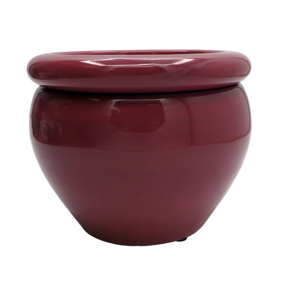 Round Self Watering Glazed Ceramic Pot - Plum - 6 1/4 x 4 3/4"