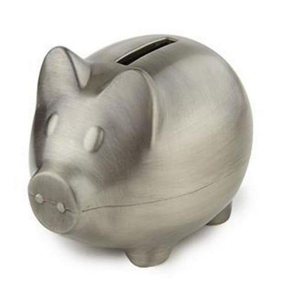 Heim Concept 80035 Elegance Piggy Bank Pewter Finish Plain, Silver