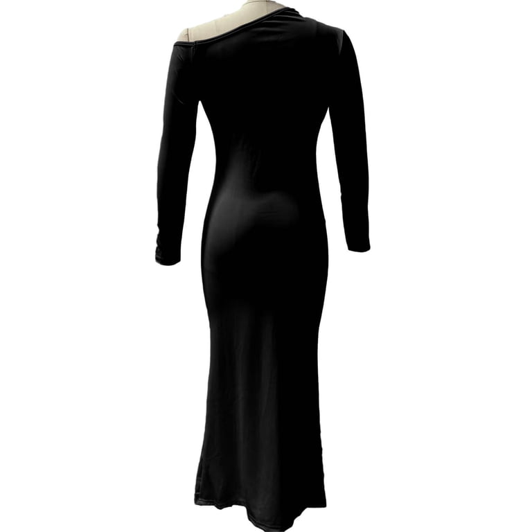 chinese dress ladies Halter Black Tight Long Dress – Ohmollydress