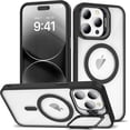 thumbnail image 1 of KOMI Magnetic Case for iPhone 14 Pro Max Case with Camera Stand [Compatible with MagSafe] [Military Drop Tested] Shockproof Slim Clear iPhone 14 Pro Max Phone Case for Women Men Black, 1 of 4