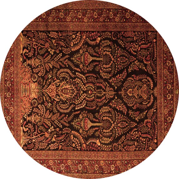 Ahgly Company Indoor Round Persian Orange Traditional Area Rugs, 7' Round