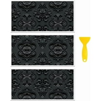Rub on Transfer Decal Sticker for Furniture Craft Decor 6"x12" Black Exquisite Three-Dimensional Texture 3Pcs Waterproof UV DTF Transfer for Drawer Dresser Glass Porcelain Wood Plastic