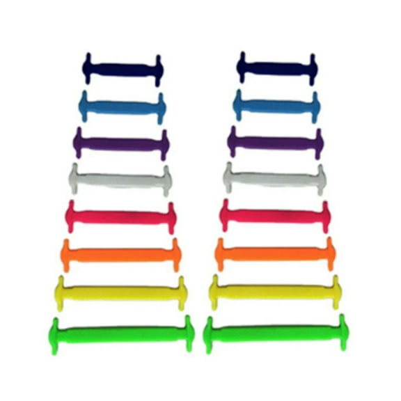 TELOLY No Tie Laces for Kids and Adults, 16 PCS Elastic Shoe Laces, Silicone Tieless Flat Shoelaces for Trainers, Running Shoes