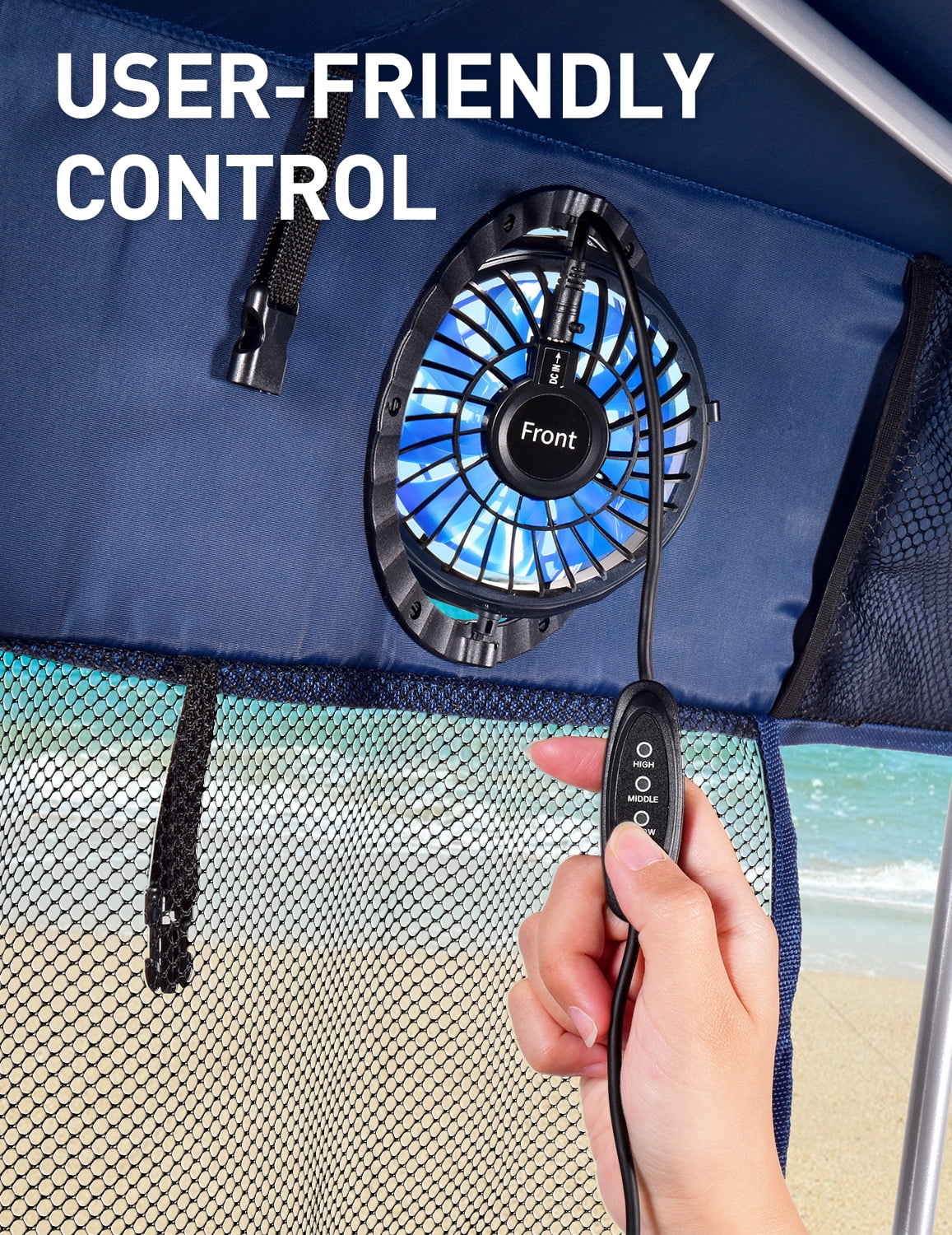 VicTsing Camping Chair with Canopy Shade & Fan, 360° Rotatable, 3-Speed Quiet Fan, Portable Foldable Design, Cup Holder & Side Pocket, Supports 330 lbs