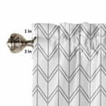 thumbnail image 5 of Striped Abstract Kitchen Curtains and Valances Set, Chevron Pattern Gray Line Rod Pocket Window Valance 18 Inch Window Curtain Panels for Living Room Bedroom Laundry, 27.5x36in, 3 Pieces, 5 of 7