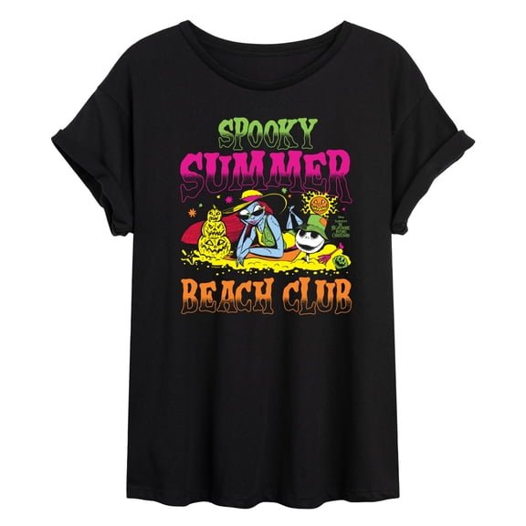 The Nightmare Before Christmas - Summer Beach Club - Juniors Oversized Graphic T-Shirt