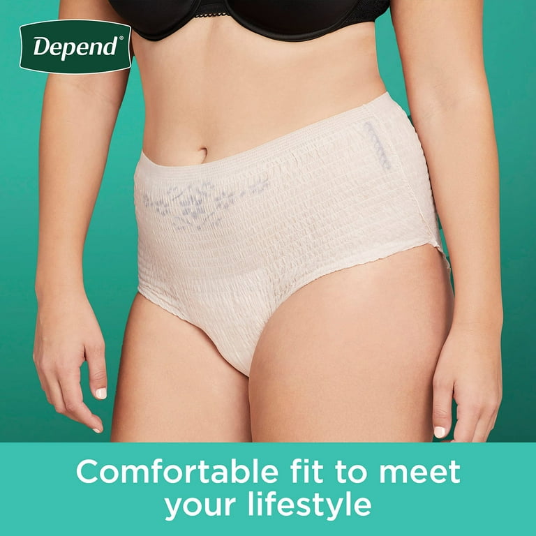 Depend Fit-Flex Adult Incontinence Underwear for Women, Disposable, XL,  Blush, 68 Count (54199)