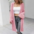thumbnail image 4 of IROINNID Women's Cardigan Open Front Jacket Solid Color Long Sleeve Loose Sweater Coat Top Cardigan Loose Hollow Out Coat, Watermelon Red, 4 of 9
