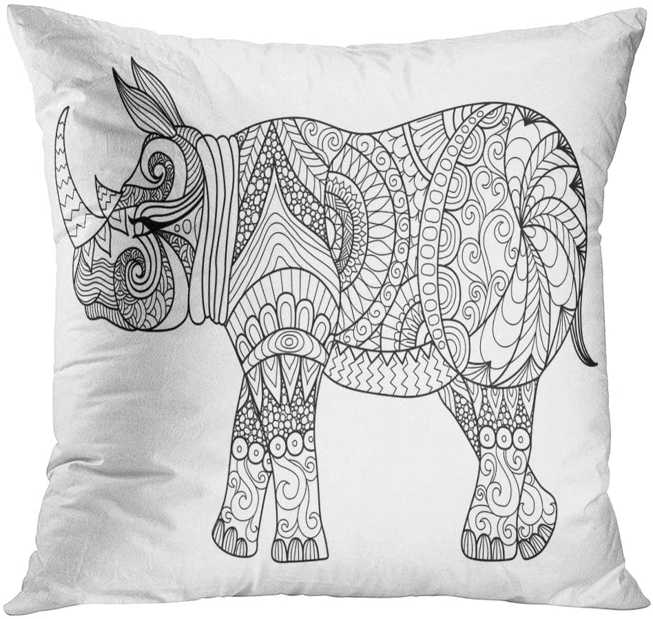 Decor Pillow Pillow Cover Cushion Case Pillowslip Car Throw Pillows Rhinoceros 