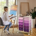 thumbnail image 5 of Costway 15 Drawer Rolling Organizer Cart Utility Storage Tools Scrapbook Paper Multi-Use Purple, 5 of 10