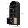 thumbnail image 6 of SICOTAS 84.2"H Tall Rattan Arched Pantry Cabinet Set of 3 with Adjustable Shelves, Oversized Boho Farmhouse Floor Storage Organizer for Kitchen, Dining Room & Home Decor,Black Oak, 6 of 9