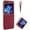 Red, variant on ELEHOLD for Samsung Galaxy Z Flip 6 Case, Luxury Soft PU Leather Credit Card Holder Hinge Protection Women Girls Shockproof Protective Case with Strap,Black