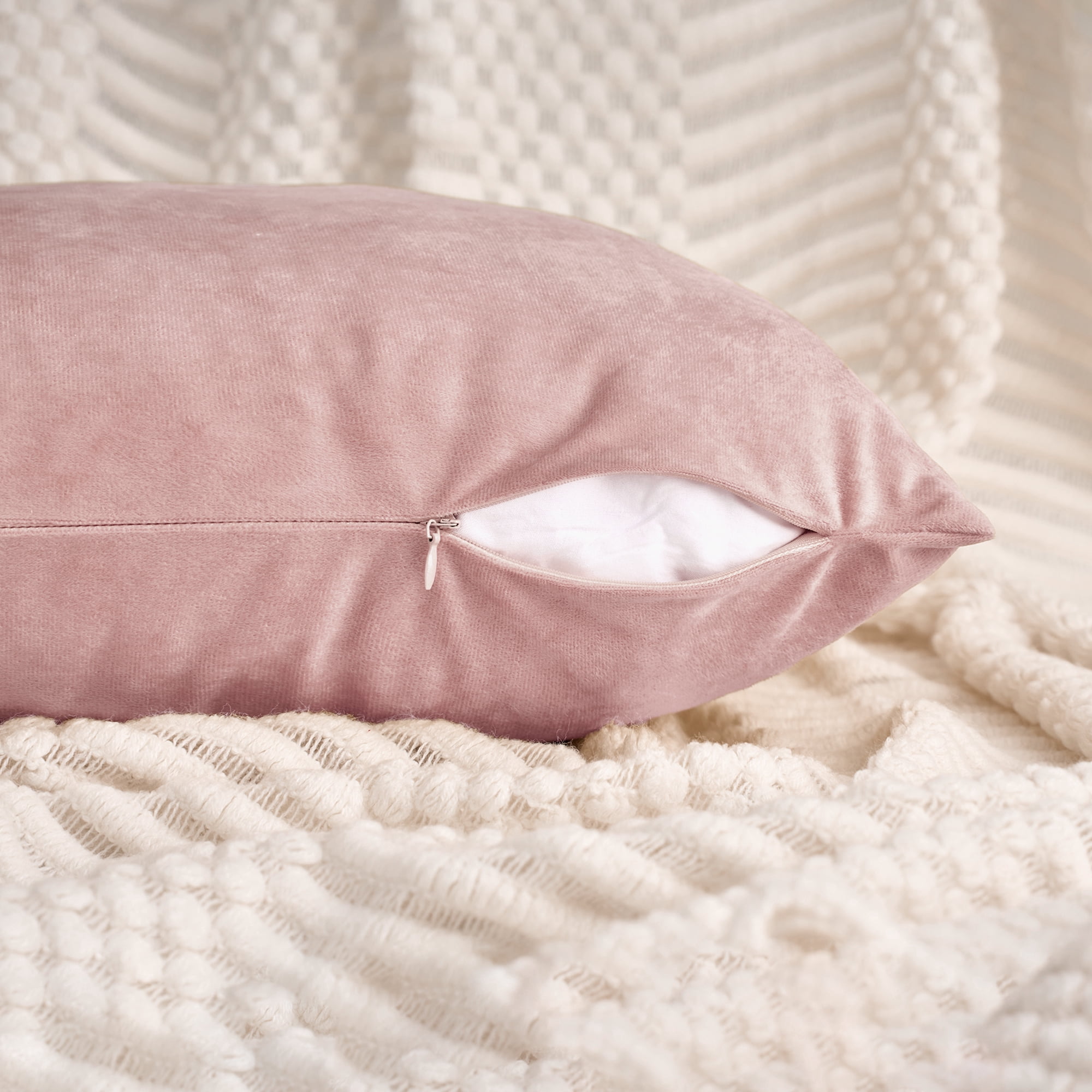 Unique Bargains Velvet Soft Square Pillow Covers Pack of 2 Pink 20" x 12"