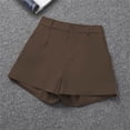 thumbnail image 5 of LIIPEE Women Shorts Summer Casual Solid Color Elastic Mid Waist Loose Fit Mini Shorts Ladies Buttons Lightweight Versatile Bottoms Vacation Comfortable Breathable Soft Daily Shorts,Coffee,XXXXL, 5 of 5