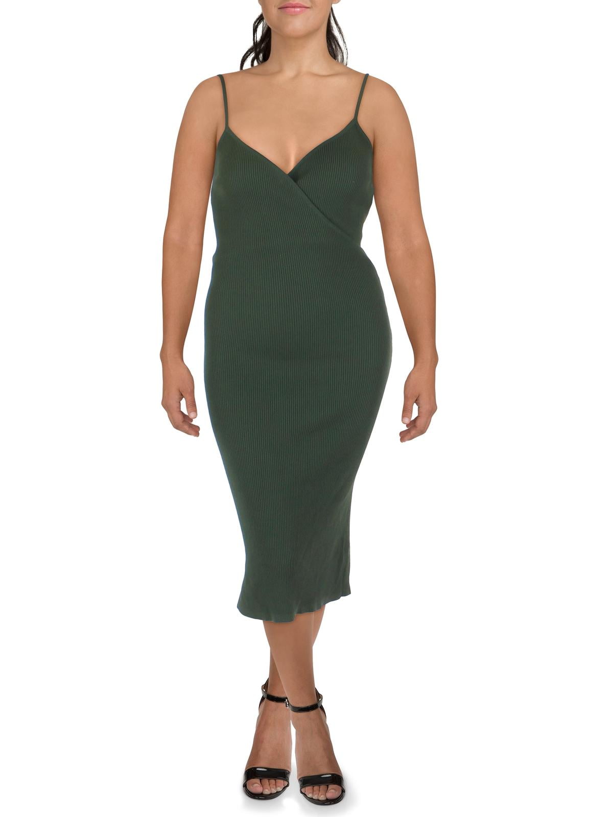 Guess Womens Haley Ribbed Knit Surplice Bodycon Dress