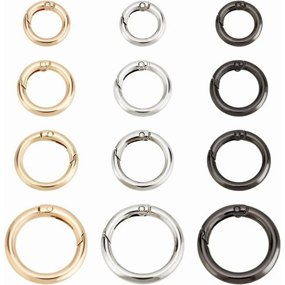 PH 24pcs 3 Colors 20/25/28/35mm Spring O Ring Round Carabiner Snap Clip Hook Trigger 5-7 Gauge Spring Keyring Buckle for Keychain Bags Purse Jewelry DIY Craft Light Gold/Platinum/Gunmetal Colorful