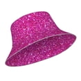 thumbnail image 2 of Kll Rose Red Glitter Bucket Hat For Women Men Packable Travel Beach Sun Hat Outdoor Rave Accessories Reflective Fisherman Cap, 2 of 9