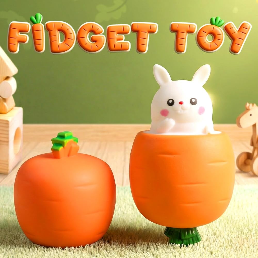 2026 New Easter Basket Essentials, Squeeze Toy Carrot Doll Pop-Up Carrot Bunny, Easter Rabbit Fidget Toy, Novelty Easter Gift for Basket Stuffers