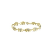 JEWELEXCESS Elephant Bracelet Sterling Silver Bracelet Genuine White Diamond Bracelet 14k Gold-Plated Silver Jewelry for Women