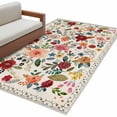 thumbnail image 6 of Watercolor Flowers Area Rug 4x6 Washable Rug Non Slip Rustic Spring Floral Botanical Beige Large Area Rug Indoor Floor Carpet for Entryway Bedroom Kitchen Living Room Home Office Dining Room Nursery, 6 of 8