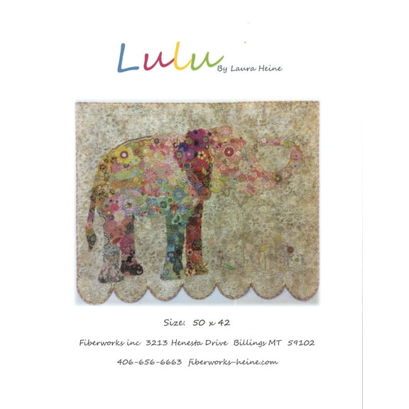 Lulu Elephant Fused Fabric Collage Quilt Pattern by Laura Heine of Fiberworks