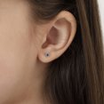 thumbnail image 3 of Bezel Set Simulated Sapphire Toddler Screw Back Earrings 14k White Gold, 3 of 6
