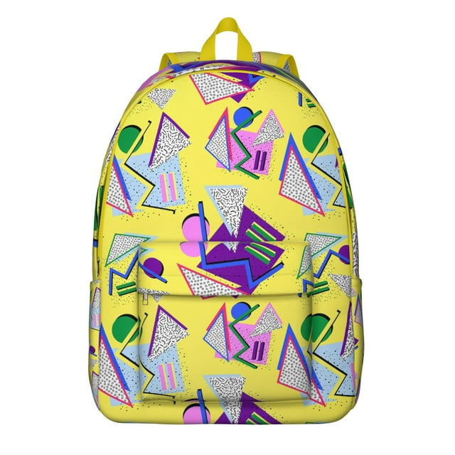 Colorful Modern Art Backpack, Abstract Pattern School Bag with Rainbow Gradient, Chic Graffiti Design, and Psychedelic Fashion Style