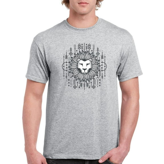 Nordic Style Lion Head T-Shirt Men -Smartprints Designs, Male x-Large
