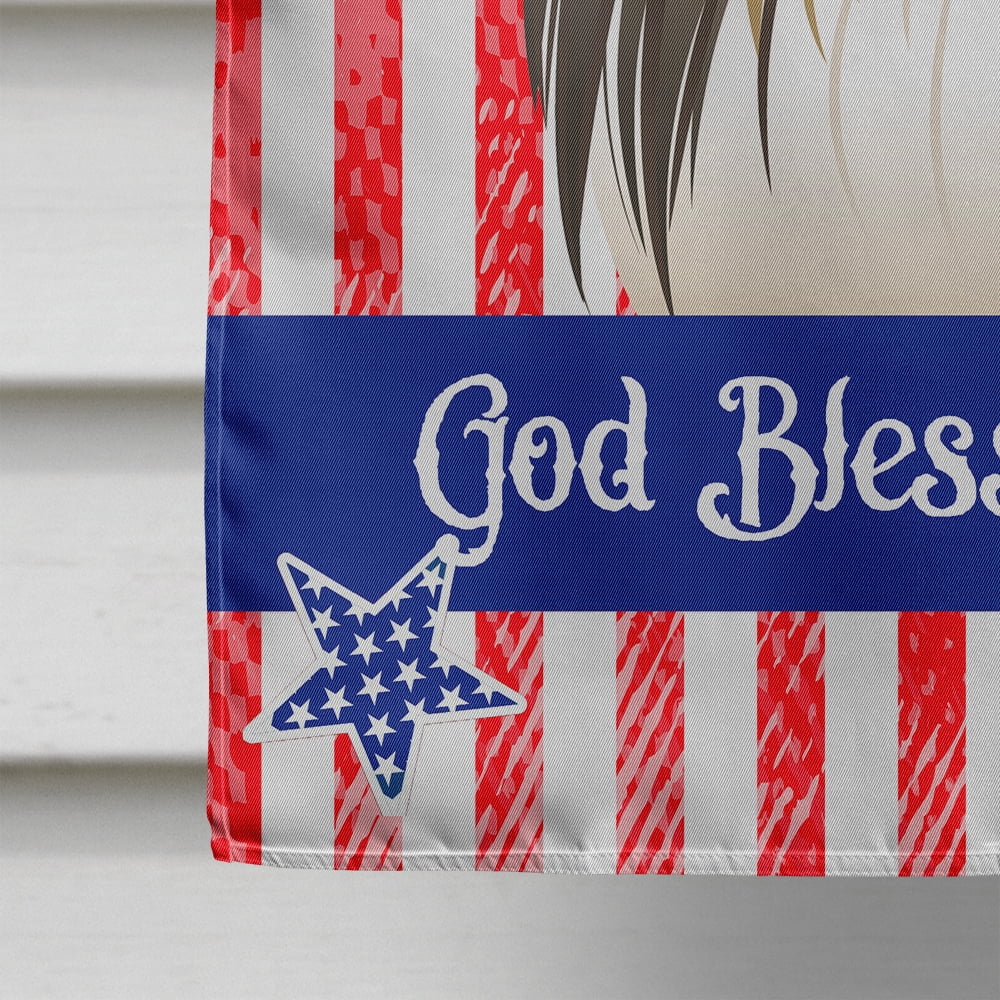 Caroline's Treasures BB2172CHF God Bless American Flag with Sheltie Flag Canvas House Size , Large, multicolor