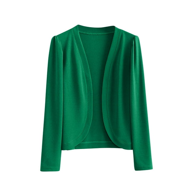 Timegard Cardigan for Women Plus Size Cropped Open Front Long Sleeve Fall Casual Lightweight Jackets