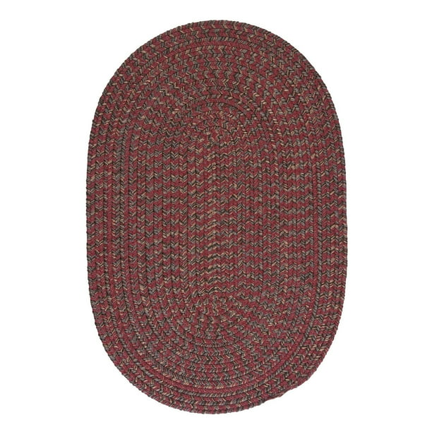 12' Red and Brown Handmade Braided Round Area Throw Rug