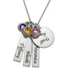 Personalized Women's Sterling Family Engraved Disc & 3 Name Bar Pendant, 18"