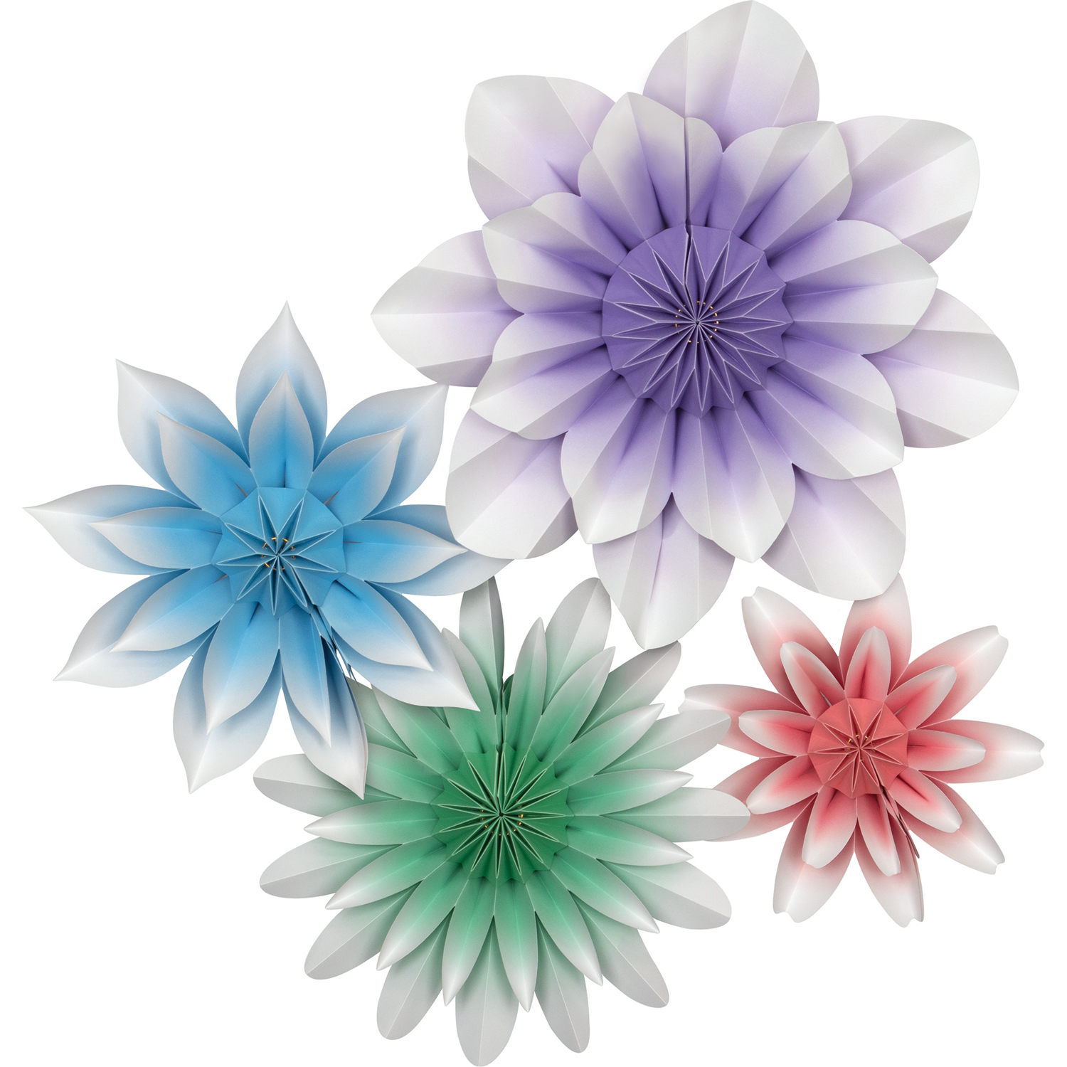 Floral Bloom Paper Flowers, 4 per Pack