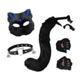 thumbnail image 2 of Conjunto de máscara y cola de gato y zorro, disfraz de cosplay para Navidad, disfraces de cumpleaños Negro Azul, 2 of 8