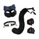 thumbnail image 2 of Conjunto de máscara y cola de gato y zorro, gargantilla para fiestas, mascaradas, actuaciones en el escenario y disfraces. Negro Azul, 2 of 9