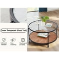 thumbnail image 6 of Gexpusm 32"Round Coffee Table, Glass Top Table,Solid Wood,Double-Layer,Modern,Black, 6 of 14