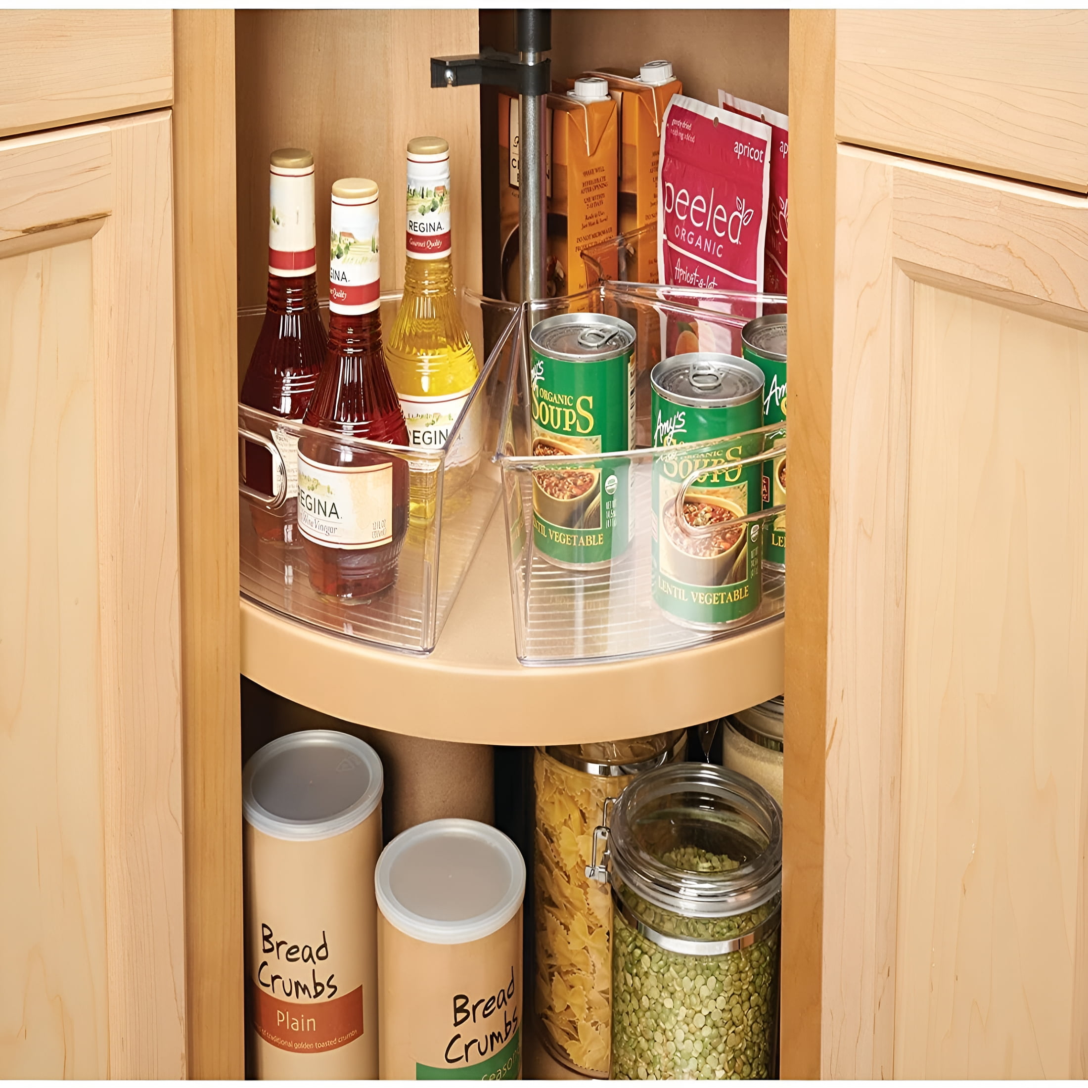 XIBUFE Large Lazy Susan,Cabinet Storage Organizer,Clear Plastic Drawers for Kitchen & Vanity