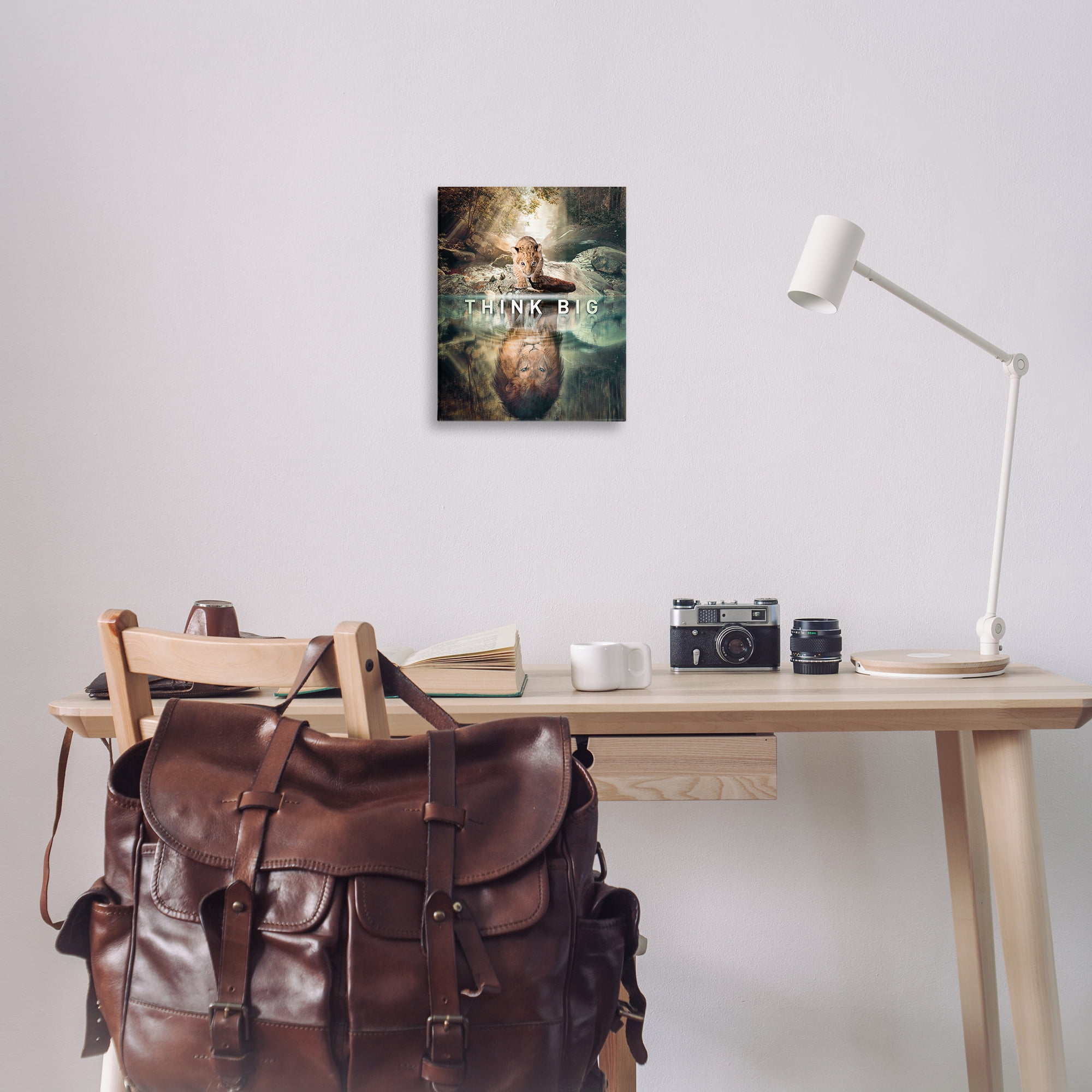 Stupell Industries Think Big Lion & Cub Animals Painting Wrapped Canvas Art Print Wall Art, 16 x 20