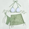 thumbnail image 5 of Women's 3 Piece Swimsuit Halter String Bottoms Bikini Set Side Tie Bathing Suit With Cover Up Beach Skirt (S, Mint Green), 5 of 6