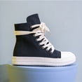 thumbnail image 5 of Zapatillas de deporte planas para mujer, zapatos Unisex de PU y lona con cordones, punta redonda, cómodas, de talla grande 35-44, con plataforma, a estrenar, clásicas, 5 of 5