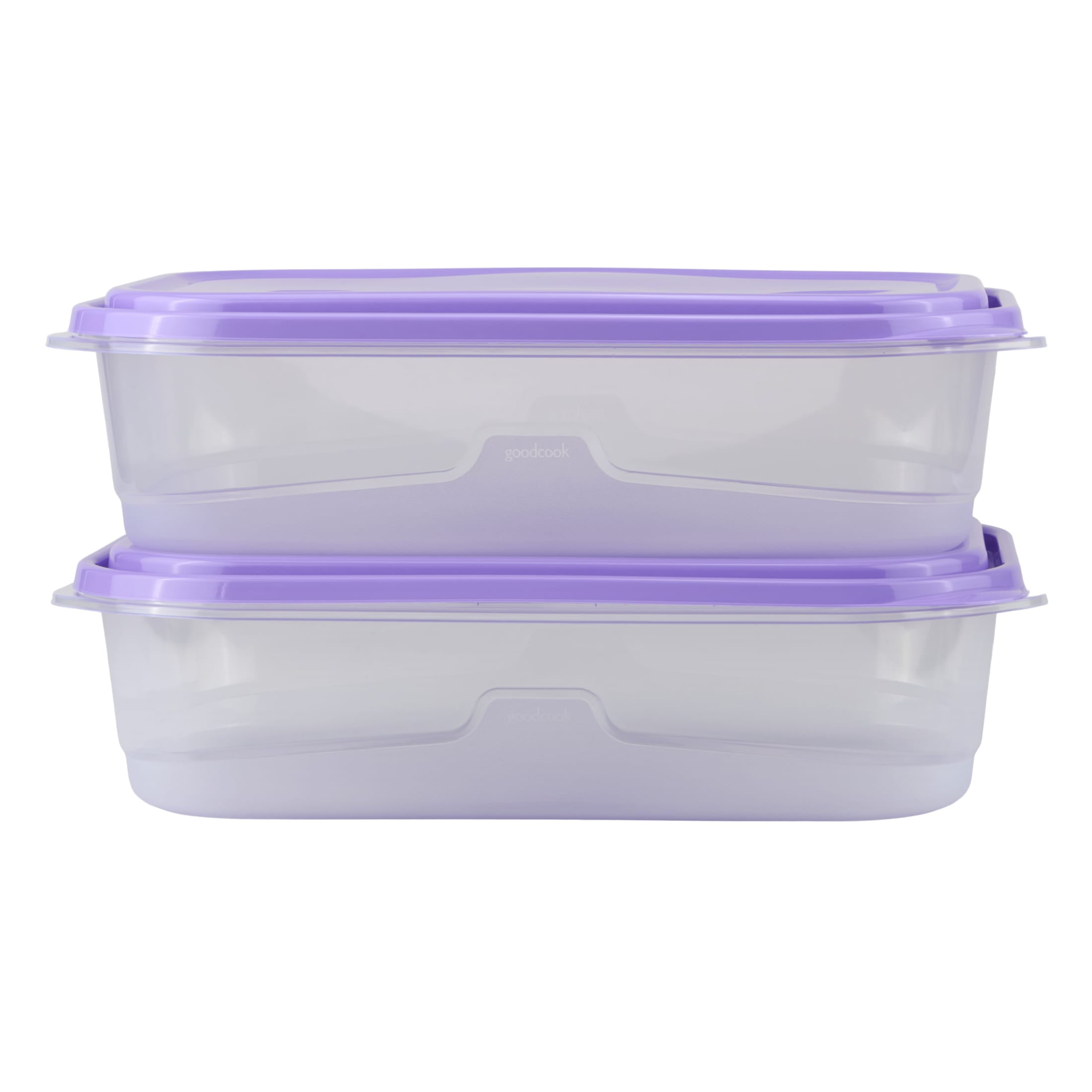 GoodCook EveryWare Extra-Large 1.1 Gallon Rectangle Food Storage Container, Set of 4, Purple, BPA Free