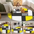 thumbnail image 5 of Modern Geometric Yellow Black Round Area Rug 4Ft Washable Circle Rugs for Bedroom Dining Room, Abstract Minimalist Blocks Non-Slip Carpet Floor Mats Indoor Outdoor Carpet Runner Aesthetic Home Decor, 5 of 8