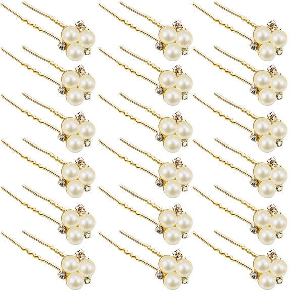 18 Pcs Pearl Hair Pins Bridal Wedding Hair Accessories Rhinestone Crystal Bobby Clips for Brides Bridesmaids Flower Women Girls Decorative(Gold)