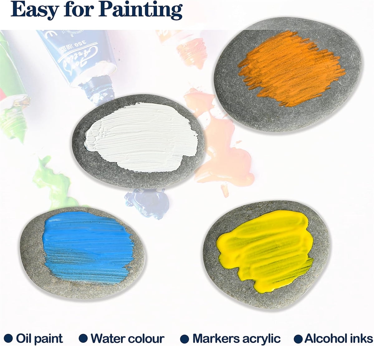10 Pcs River Rocks for Painting,Tutuviw 1.2"-2" Painting Rocks DIY Rocks Flat & Smooth Rocks to Paint,Natural Stones for Painting Arts Crafts Decoration,Cheap Crafts Rocks for Kids & Adults
